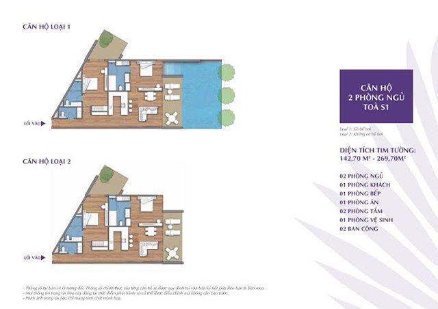 layout căn 2 ngủ t&ograve;a s1 premier residences ph&uacute; quốc emerald bay