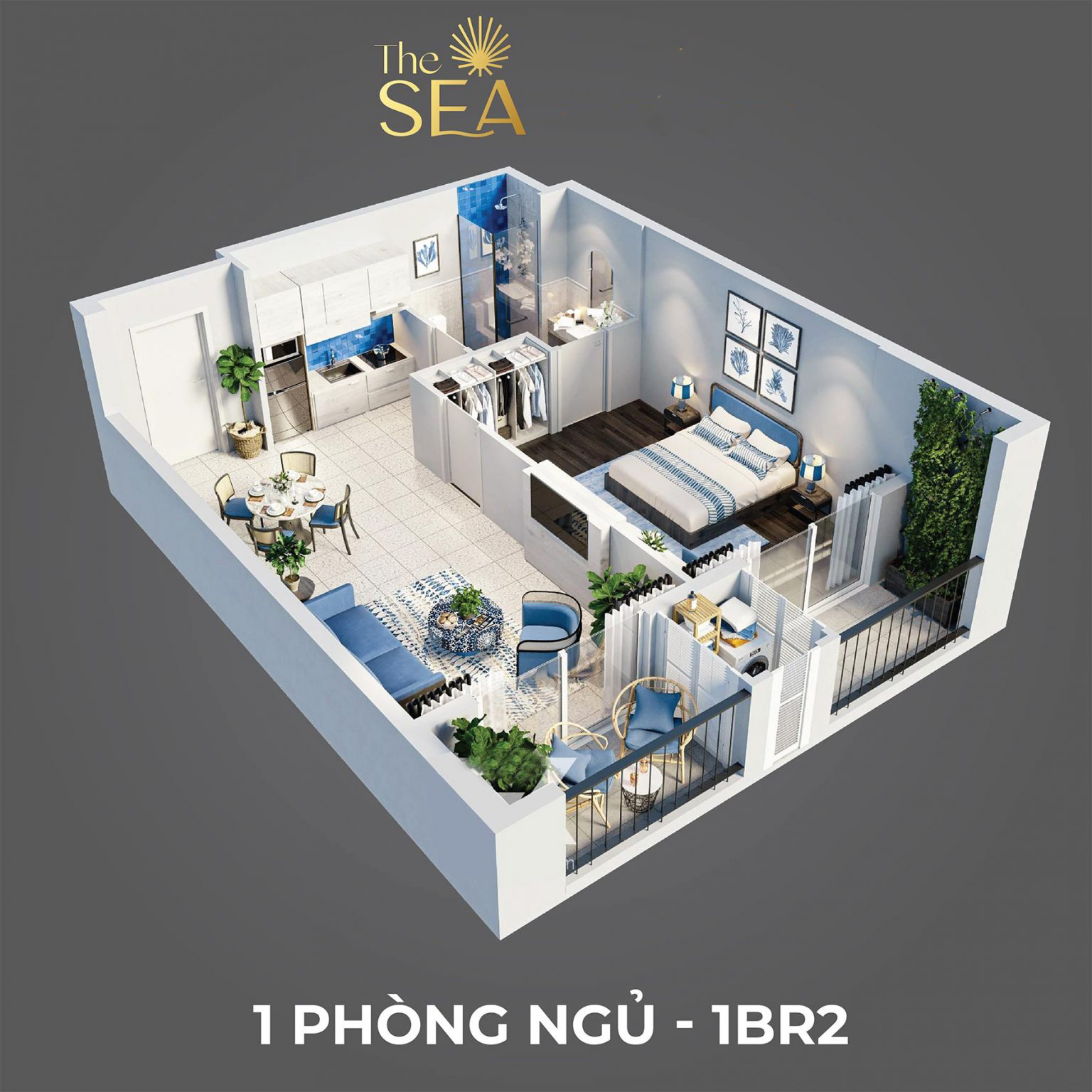 layout căn 1 ngủ sun grand city hillside residence