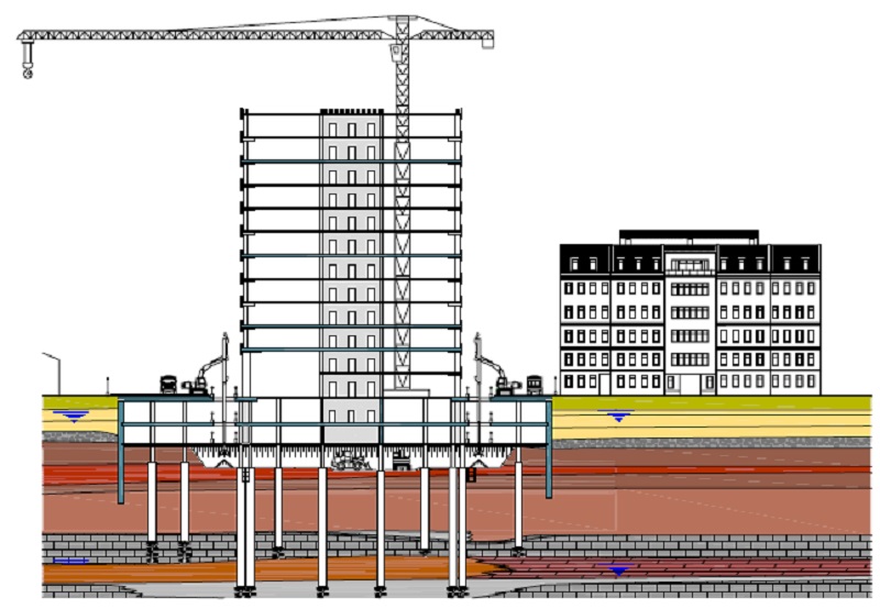 thi c&ocirc;ng topdown chung cư 125 văn cao