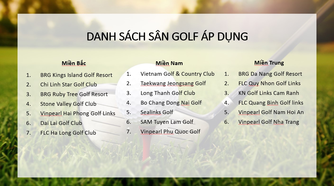 đặc quyền qu&agrave; tặng chơi golf