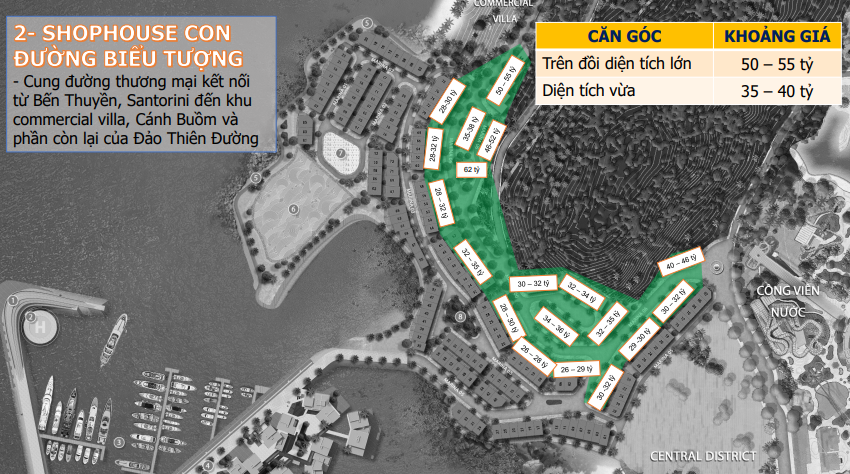 gi&aacute; b&aacute;n shophouse con đường biểu tượng the santo port