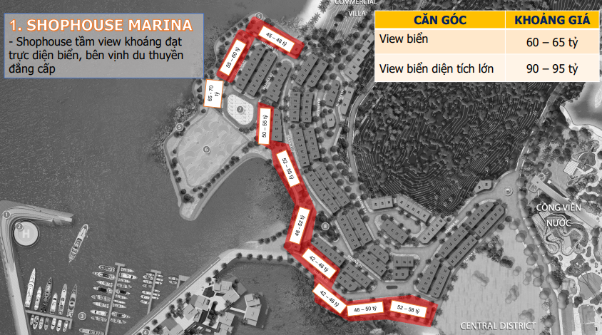 gi&aacute; b&aacute;n shophouse marina the santo port