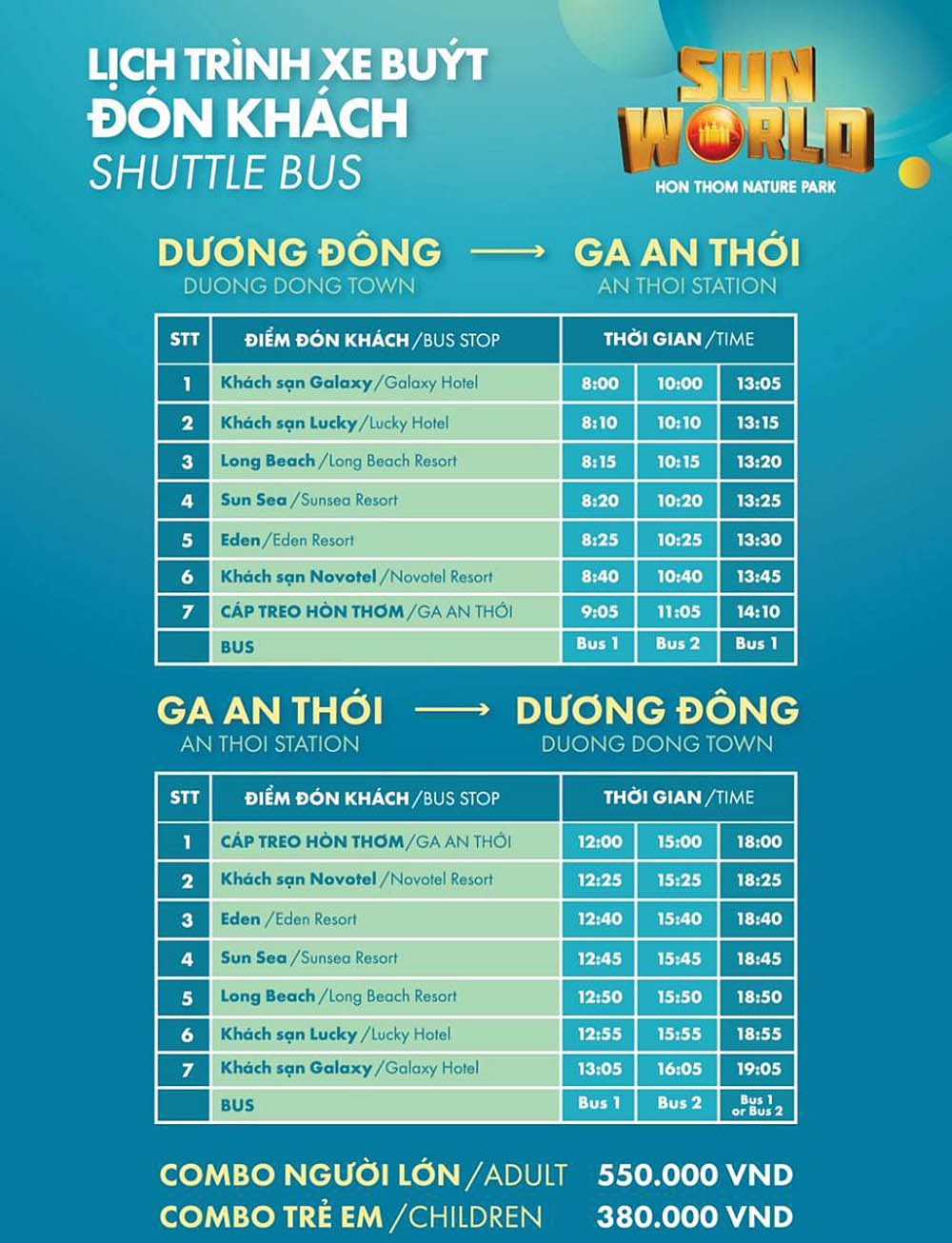 lịch tr&igrave;nh xe bus sun world ph&uacute; quốc