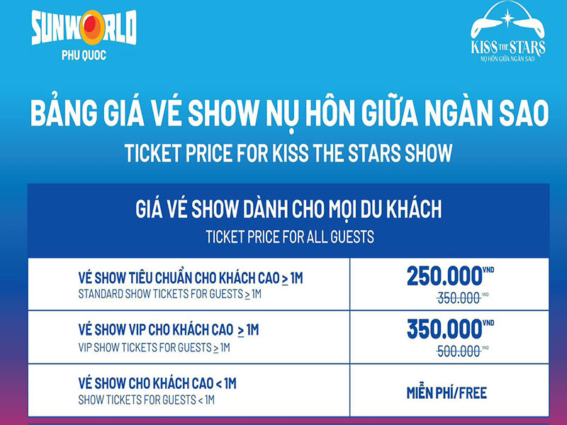 bảng gi&aacute; v&eacute; show kiss the stars 